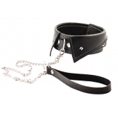 Черный ошейник-воротничок с металлическим поводком - Crazy Handmade - купить с доставкой в Набережных Челнах