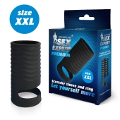 Черная открытая насадка на пенис с кольцом для мошонки XXL-size - 9,4 см. - Sex Expert - в Набережных Челнах купить с доставкой