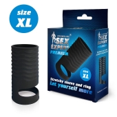 Черная открытая насадка на пенис с кольцом для мошонки XL-size - 8,9 см. - Sex Expert - в Набережных Челнах купить с доставкой