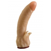 Телесная гелевая насадка-фаллос с клиторальными лепестками - 18,5 см. - LOVETOY (А-Полимер) - купить с доставкой в Набережных Челнах