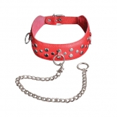 Красный кожаный ошейник с карабином и поводком - Sitabella - купить с доставкой в Набережных Челнах