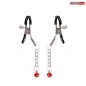 Серебристые зажимы на соски с шариками на цепочках - Notabu - купить с доставкой в Набережных Челнах