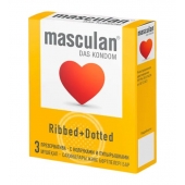 Презервативы с колечками и пупырышками Masculan Ribbed+Dotted - 3 шт. - Masculan - купить с доставкой в Набережных Челнах