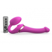 Ярко-розовый безремневой страпон Multi Orgasm Size S с клиторальной стимуляцией - Strap-on-me - купить с доставкой в Набережных Челнах