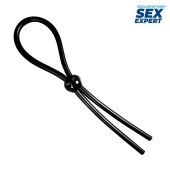 Черное силиконовое лассо с шариком для утяжки - Sex Expert - в Набережных Челнах купить с доставкой