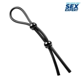 Черное силиконовое лассо с двумя шариками для утяжки - Sex Expert - в Набережных Челнах купить с доставкой