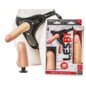 Телесный страпон Harness LESBI с вагинальной пробкой - 16,5 см. - LOVETOY (А-Полимер) - купить с доставкой в Набережных Челнах