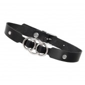 Черный кожаный ошейник со связанными кольцами - Pecado - купить с доставкой в Набережных Челнах