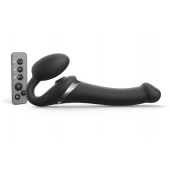 Черный безремневой страпон Multi Orgasm Size M с клиторальной стимуляцией - Strap-on-me - купить с доставкой в Набережных Челнах