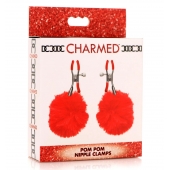 Красные зажимы на соски с помпонами Pom Pom - XR Brands - купить с доставкой в Набережных Челнах