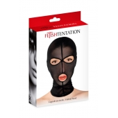 Черная сетчатая маска на голову с отверстиями для глаз и рта - Fetish Tentation - купить с доставкой в Набережных Челнах