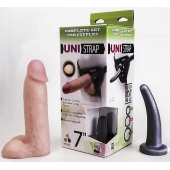 Страпон-унисекс с двумя насадками UNI strap 7  Harness - 19 и 16 см. - LOVETOY (А-Полимер) - купить с доставкой в Набережных Челнах