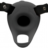 Черный полый страпон с вибрацией 2’’ Erection 28X Smooth Vibrating Silicone Penis Sheath - XR Brands - купить с доставкой в Набережных Челнах