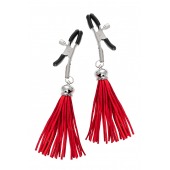 Зажимы на соски «Прищепки» с красными кисточками из замши - Pecado - купить с доставкой в Набережных Челнах