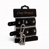 Черные скругленные наручники с мягкой бежевой подкладкой - Crazy Handmade - купить с доставкой в Набережных Челнах