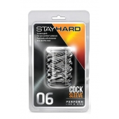 Прозрачная насадка с объёмными чёрточками STAY HARD COCK SLEEVE 06 CLEAR - Blush Novelties - в Набережных Челнах купить с доставкой