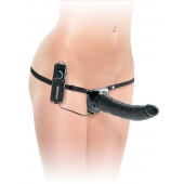 Черный страпон с вагинальной пробкой Deluxe Vibrating Penetrix Strap-On - 19 см. - Pipedream - купить с доставкой в Набережных Челнах