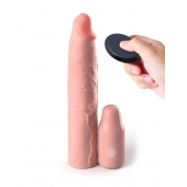 Телесная вибронасадка на член 3  Vibrating Mega X-tension with Remote - 22,9 см. - Pipedream - в Набережных Челнах купить с доставкой