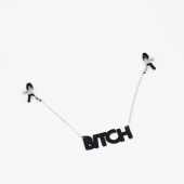 Зажимы на соски с кожаной подвеской Bitch - Crazy Handmade - купить с доставкой в Набережных Челнах