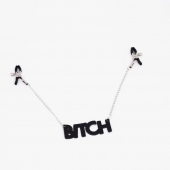 Зажимы на соски с кожаной подвеской Bitch - Crazy Handmade - купить с доставкой в Набережных Челнах
