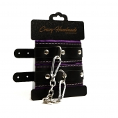 Черно-фиолетовые скругленные наручники с мягкой подкладкой - Crazy Handmade - купить с доставкой в Набережных Челнах
