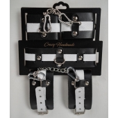 Набор фиксаторов из черной и белой натуральной кожи - Crazy Handmade - купить с доставкой в Набережных Челнах