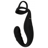 Черное эрекционное кольцо со стимуляцией промежности и анальной пробкой Cock Ring with RC Prostate Plug - Orion - в Набережных Челнах купить с доставкой