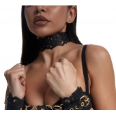 Черный ажурный чокер с золотистой фурнитурой - Crazy Handmade - купить с доставкой в Набережных Челнах