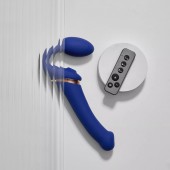 Синий безремневой страпон Multi Orgasm Bendable Strap-On size XL с клиторальной стимуляцией - Strap-on-me - купить с доставкой в Набережных Челнах