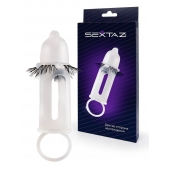 Эластичная насадка на пенис с подхватом мошонки и стимулирующими «ресничками» - Sextaz - в Набережных Челнах купить с доставкой