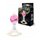 Розоватая анальная пробка с руской - 8,5 см. - AnaLove