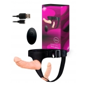 Женский страпон с 2 насадками, вибрацией и пультом ДУ - Erowoman-Eroman - купить с доставкой в Набережных Челнах