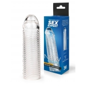 Прозрачная закрытая насадка на пенис с ребрышками - 16 см. - Sex Expert - в Набережных Челнах купить с доставкой