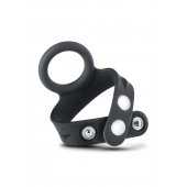 Черное эрекционное кольцо с подхватом мошонки на кнопках VS6 - Blush Novelties - в Набережных Челнах купить с доставкой