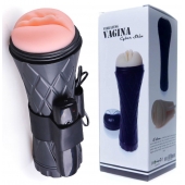 Телесный мастурбатор-вагина в черной колбе с вибрацией - Boys of Toys - в Набережных Челнах купить с доставкой