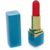 Голубой мини-вибратор в форме помады - Boys of Toys