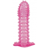 Гелевая розовая насадка с шипами - 12 см. - Toyfa Basic - в Набережных Челнах купить с доставкой
