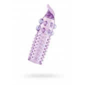 Гелевая фиолетовая насадка с шариками, шипами и усиком - 11 см. - Toyfa Basic - в Набережных Челнах купить с доставкой