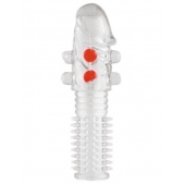 Гелевая прозрачная насадка с шариками и шипами - 14 см. - Toyfa Basic - в Набережных Челнах купить с доставкой