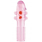 Гелевая розовая насадка с шариками и шипами - 14 см. - ToyFa - в Набережных Челнах купить с доставкой
