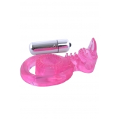 Розовая вибронасадка со стимулятор клитора   Язычок - Toyfa Basic - в Набережных Челнах купить с доставкой