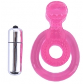 Розовая вибронасадка со стимулятор клитора   Язычок - Toyfa Basic - в Набережных Челнах купить с доставкой