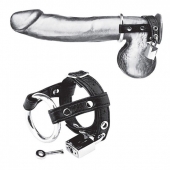 Утяжка на пенис на замочке Duo Cock And Ball Lock - BlueLine - купить с доставкой в Набережных Челнах