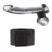 Чёрная утяжка на мошонку 1  Velcro Ball Stretcher - BlueLine - купить с доставкой в Набережных Челнах