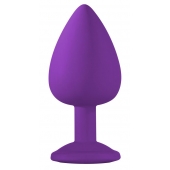 Большая фиолетовая анальная пробка Emotions Cutie Large с голубым кристаллом - 10 см. - Lola Games - купить с доставкой в Набережных Челнах