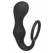 Чёрное эрекционное кольцо с анальной пробкой Double Pleasure Anal Plug - Lola Games - в Набережных Челнах купить с доставкой