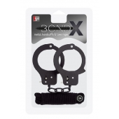 Чёрные наручники из листового металла в комплекте с веревкой BONDX METAL CUFFS LOVE ROPE SET - Dream Toys - купить с доставкой в Набережных Челнах