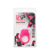 Розовое эрекционное кольцо с щеточкой LIT-UP SILICONE STIMU RING 5 - Dream Toys - в Набережных Челнах купить с доставкой
