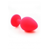 Розовая силиконовая анальная пробка с красным кристаллом - 7 см. - Kanikule - купить с доставкой в Набережных Челнах