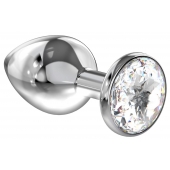 Большая серебристая анальная пробка Diamond Clear Sparkle Large с прозрачным кристаллом - 8 см. - Lola Games - купить с доставкой в Набережных Челнах
